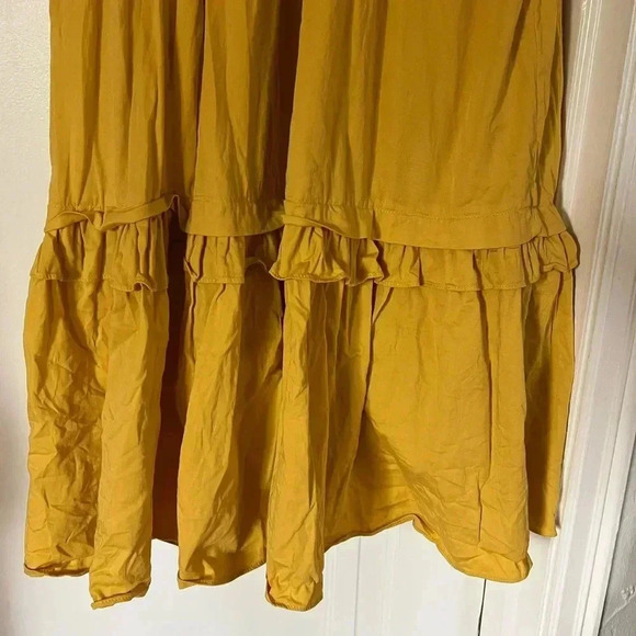 Elie Tahari Anthropologie Mustard Yellow Tiered Dress - Size XL cotton boho - Picture 4 of 11